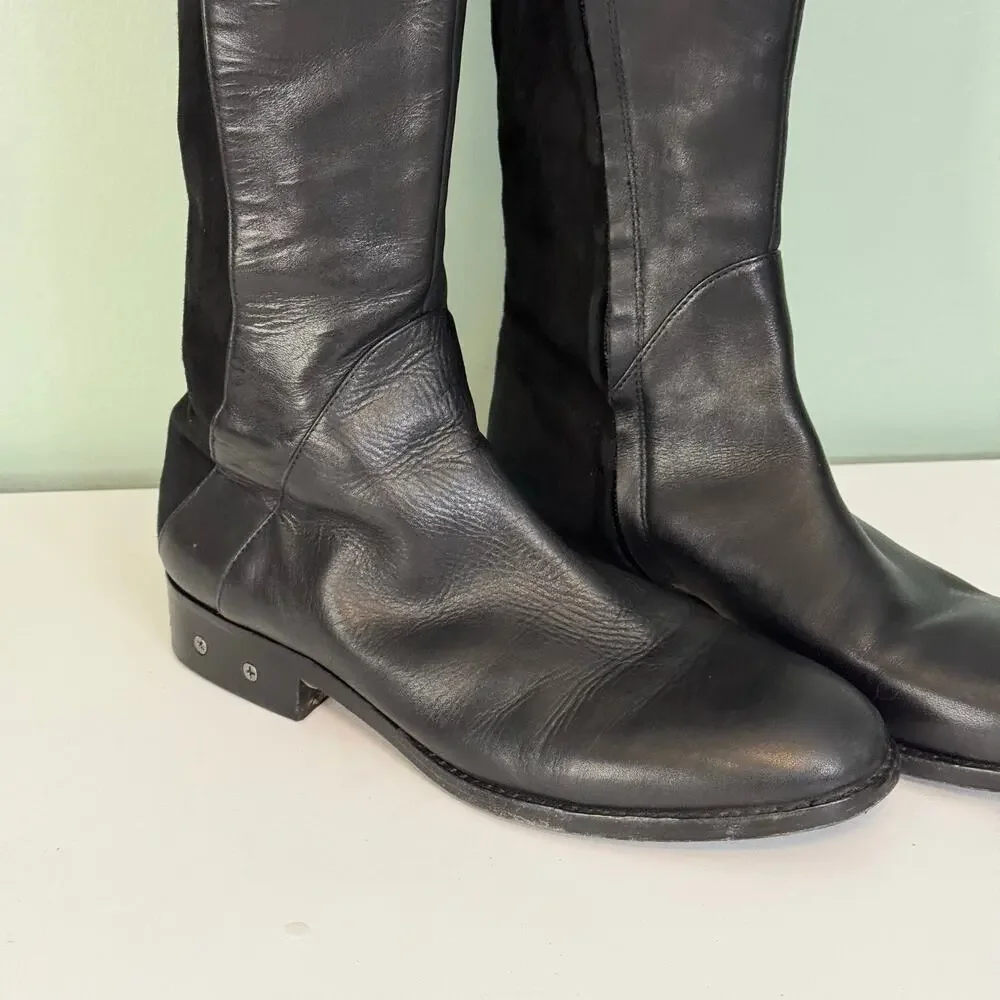 Carolinna Espinosa Womens 8.5M Black Corbin Leather & Suede Over The Knee Boots - Picture 2 of 13